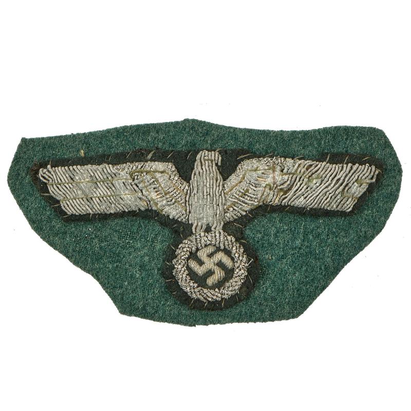Original German WWII Heer Army Officer Hand Embroidered Bullion Breast Eagle - Field Uniform Cutoff