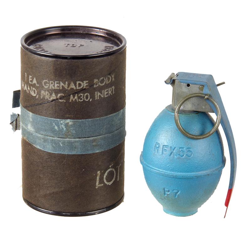 Original U.S. Vietnam War Era Rare M26 Lemon Practice Grenade with M205A2 Fuze and Original Husk - Dated 1968 - Inert
