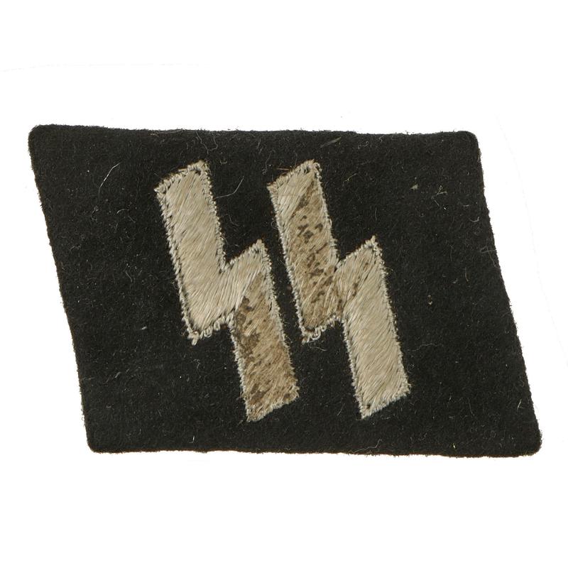 Original German WWII SS EM/NCO Type 2 Double Sig Rune Collar Tab - Schutzstaffel
