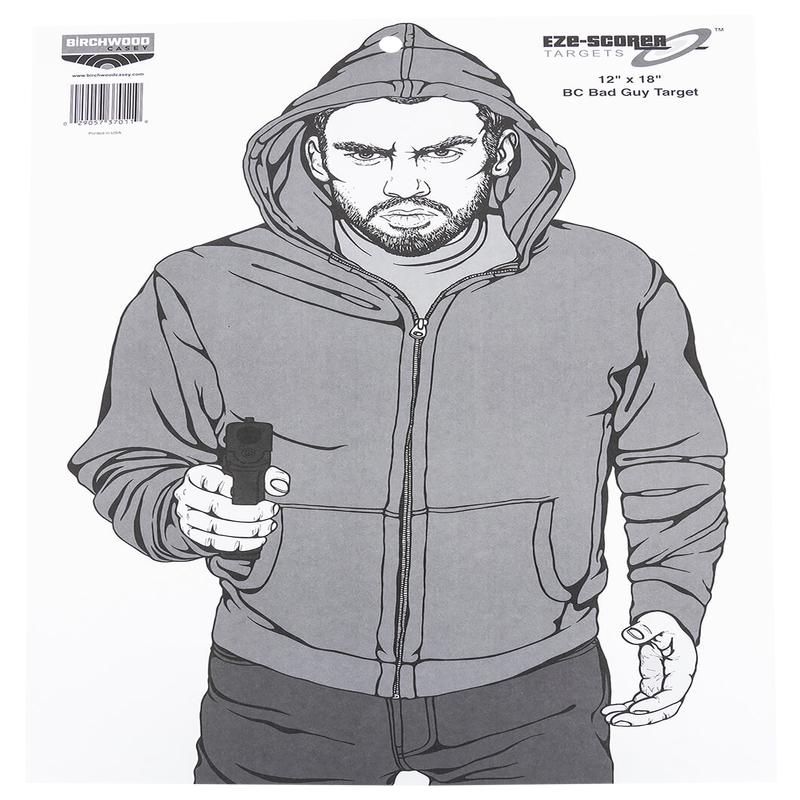 Birchwood Casey EZE-Scorer Bad Guy IPSC Overlay Paper Target, 23x35 in, Hanging, 100 Pack  37034