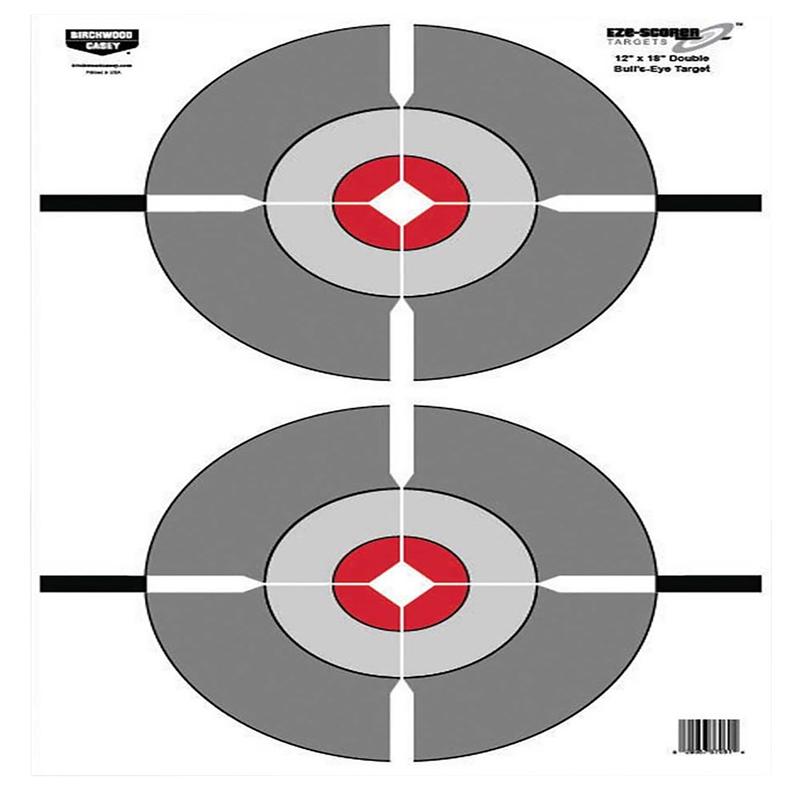 Birchwood Casey EZE-Scorer Double Bullseye Paper Targets, 12 x 18 inches, 100-Pack, 37061