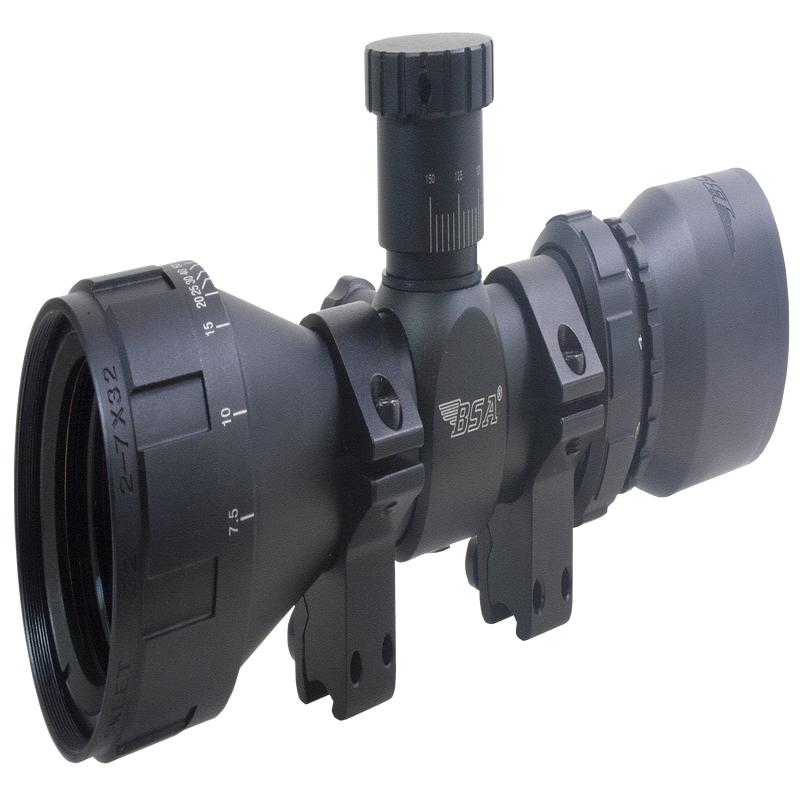 BSA Sweet 22 Compact 2-7x32mm AO Rifle Scope, 1 in Tube, 30/30 Reticle, Waterproof - 2227X32AOC