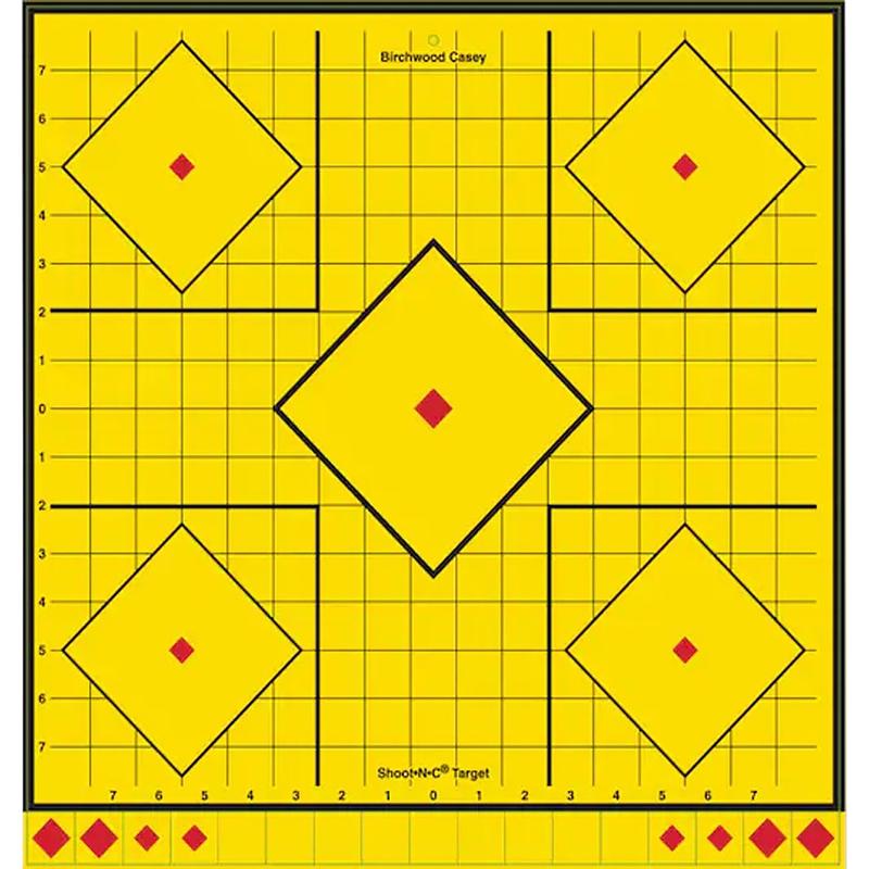 Birchwood Casey Long-Range Self-Adhesive Sight-In Paper Target, Yellow 17.75 in 5-Diamond, 5-Pack LRSIT-5PK
