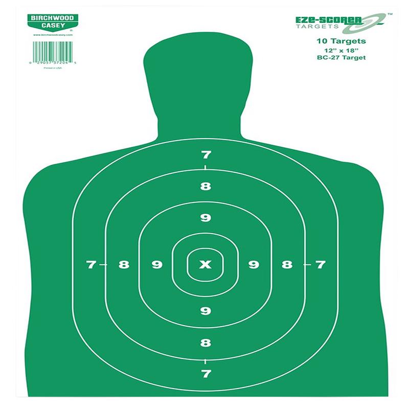 Birchwood Casey EZE-Scorer BC-27 Silhouette Paper Targets, 12 x 18, 100-Pack, 37010