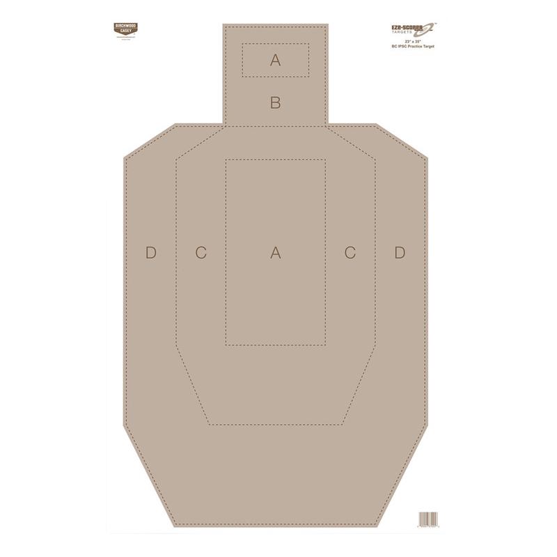 Birchwood Casey EZE-Scorer IPSC Silhouette Paper Target, 23 x 35 Tan, 5-Pack for Range Practice 37029