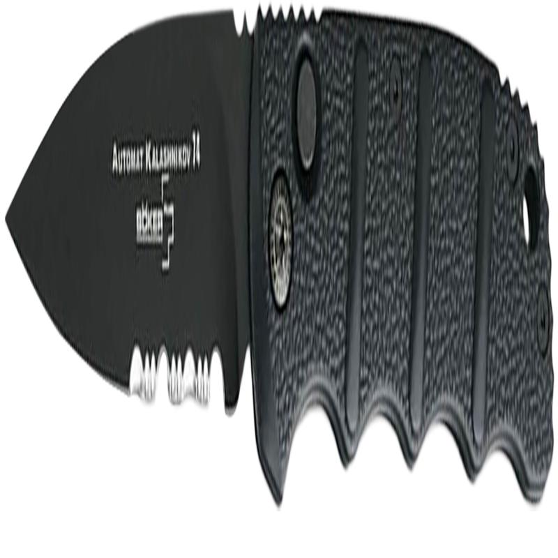 Boker Kalashnikov Automatic Knife, 3.35 in D2 Drop Point Combo Edge, Black Aluminum 01KALS100