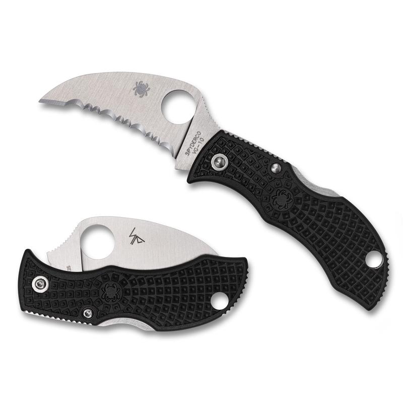 Spyderco Manbug Hawkbill Serrated VG-10 Folding Knife, Black FRN Handle, 1.84 in Blade - MBKHBS