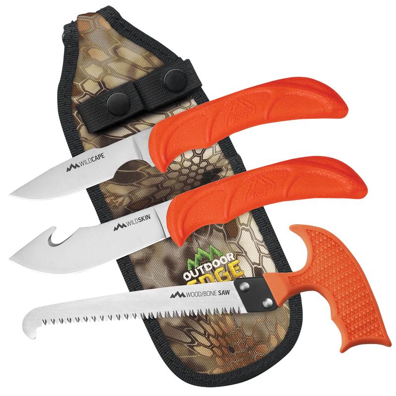 Outdoor Edge WildGuide Field Dressing Kit, 420J2 Steel Knives & Saw, Blaze Orange  WG10C