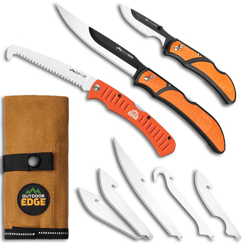 Outdoor Edge RazorGuide Pak Hunting Knife & Saw Kit, RazorSafe Replaceable Blades, RGP1