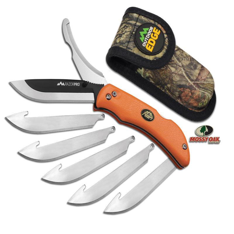 Outdoor Edge RazorPro Replaceable Blade Folding Knife with Gutting Blade, 3.5 in 420J2 Steel, RO10C