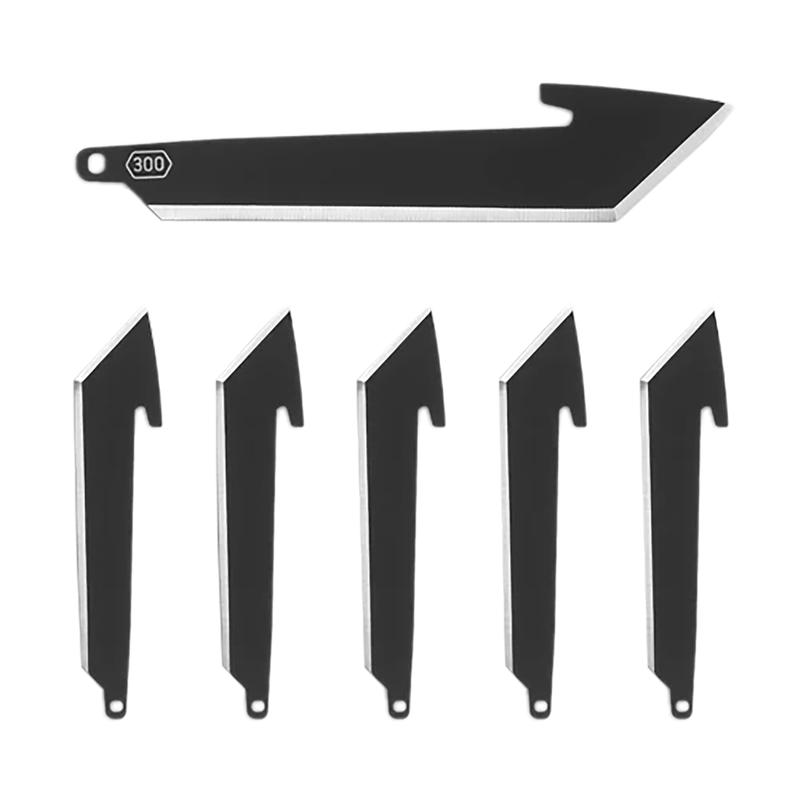 Outdoor Edge RazorSafe 3 in Tanto Replacement Blades, Black Oxide 420J2 Steel, 6-Pack RRT30K6C