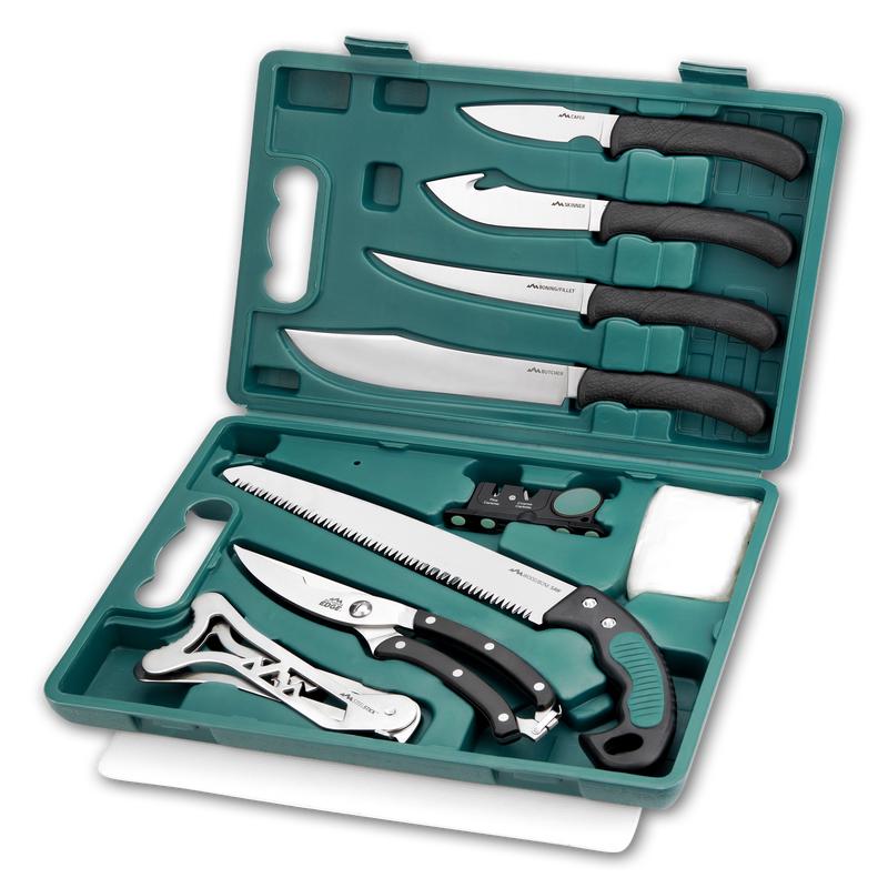 Outdoor Edge GamePro 11-Piece Game Processing Kit, 420J2 Stainless Blades, Nonslip Thermoplastic Rubber Handles, GP11