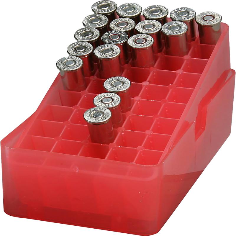 MTM Case-Gard E-50 Slip-Top Ammo Box, Clear Red, 50-Round for .38/.357, E503841