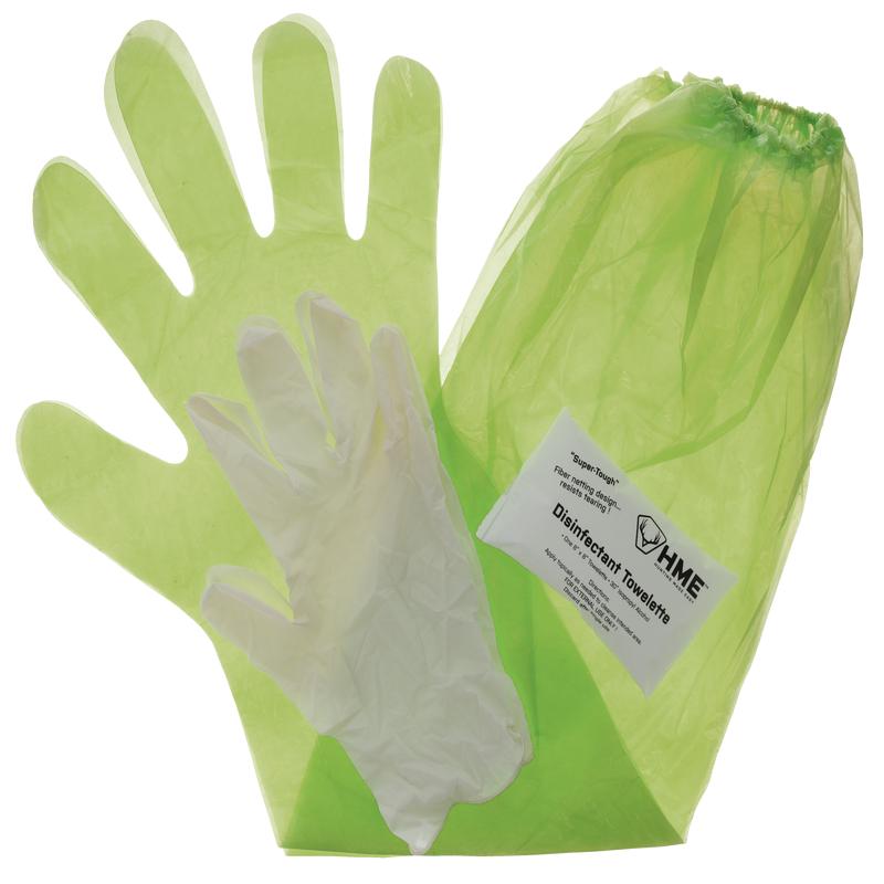 HME Game Cleaning Gloves Set  Lime Green Shoulder-Length & Form-Fitting for Field Dressing, GCG