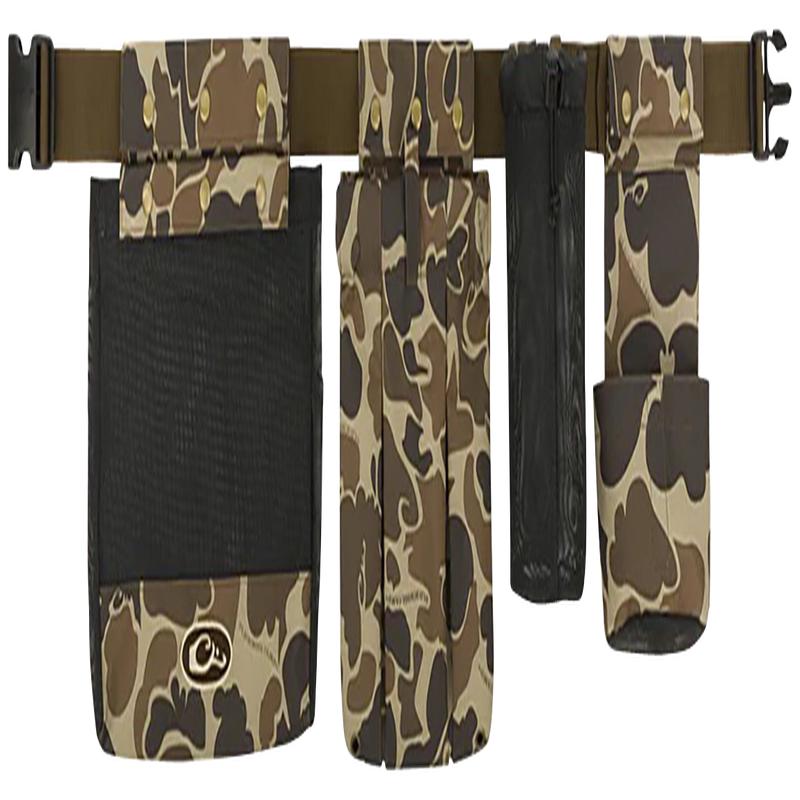 DRAKE WATERFOWL Wingshooters Dove Belt  Adjustable Camo/Black Belt with Game Bag, Shell Bag & Gun Rest DA1090016