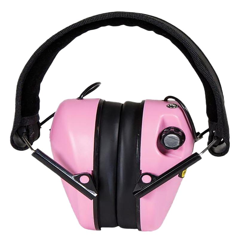 Caldwell E-Max Low-Profile Electronic Hearing Protection Earmuffs, 23 dB NRR, Pink/Black, 487111