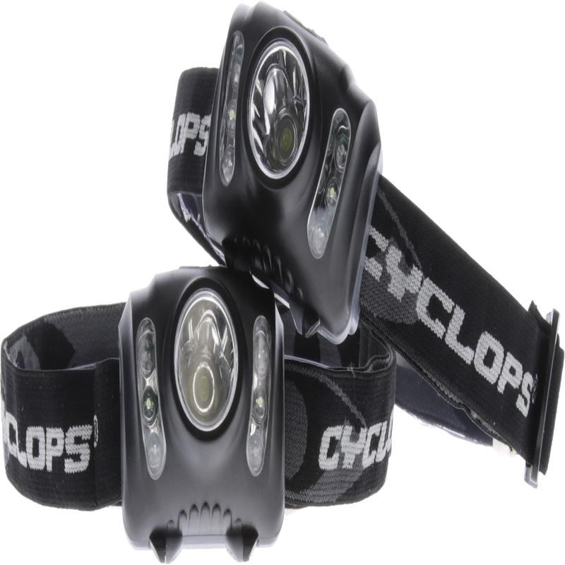 Cyclops 210-Lumen LED Headlamp 2-Pack with Red/Green Modes, Adjustable Band, CYC-HL210-2PK