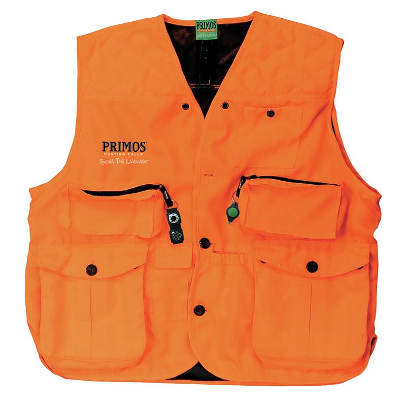 Primos GunHunter\'s Blaze Orange Hunting Vest 2XL with Compass & LED Light, PVC Liner 65704