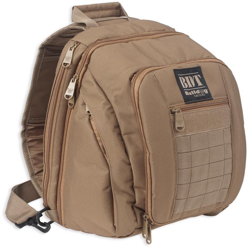 Bulldog Tactical Concealed Carry Small Sling Pack, Nylon Tan, Deluxe Zippers, Universal Holster BDT408T