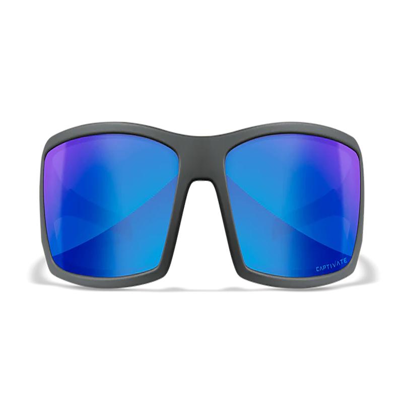 Wiley X Twisted Sunglasses with Captivate Polarized Blue Mirror Lenses, Matte Gray Frame - SSTWI09