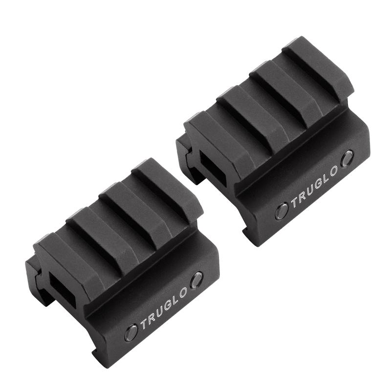 Truglo Picatinny Riser Mount, 2-Piece 1/2 in Height, CNC Aluminum, Matte Black Anodized TG8972B