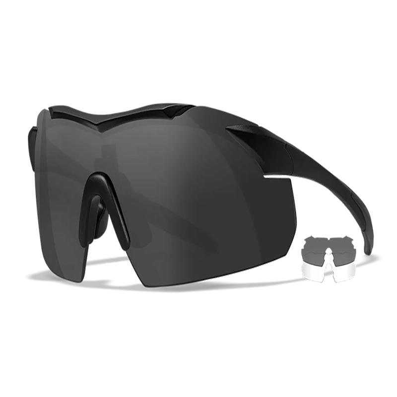 Wiley X Vapor Safety Sunglasses, Ballistic-Rated, Smoke Gray & Clear Lenses, Matte Black Frame, 3501