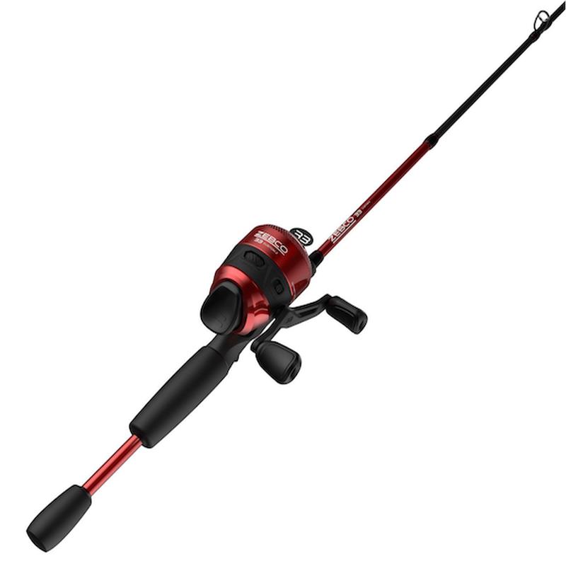 Zebco 33 Custom Z Spincast Rod & Reel Combo, 6\' Medium 2-Piece, Red Finish, 21-39601