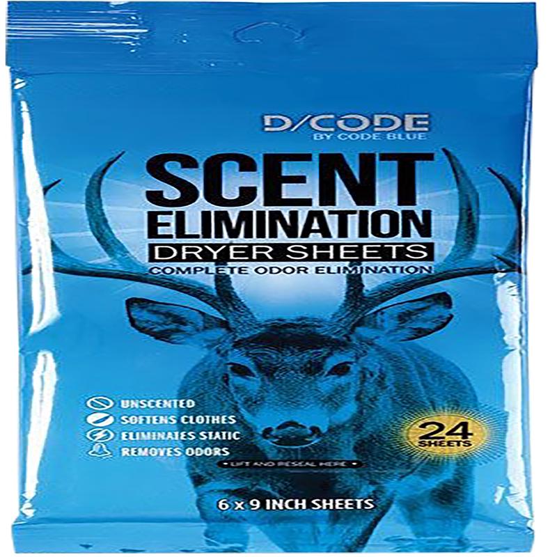 Code Blue D/Code Scent Elimination Dryer Sheets, Unscented 6x9 in, Static-Reducing, 24-Pack, OA1319