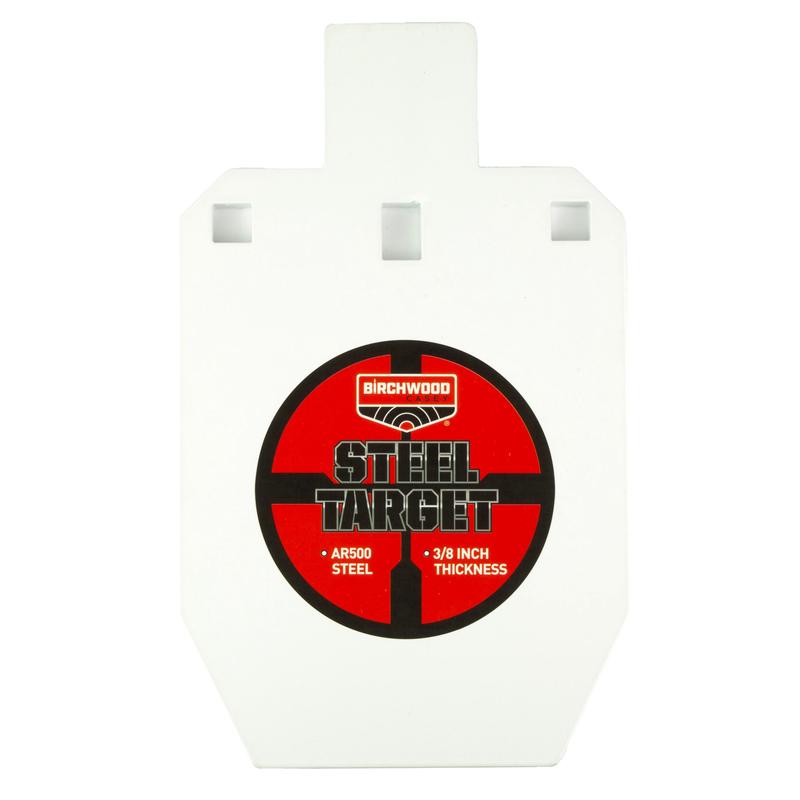 Birchwood Casey AR500 1/3 IPSC Steel Silhouette Target, 3/8 in Thick, White Powder-Coat  BC-47661