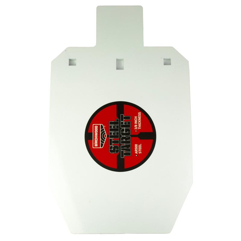 Birchwood Casey AR500 Steel 2/3 IPSC Silhouette Target, 3/8 in Thick, White Powder Coat BC-47662