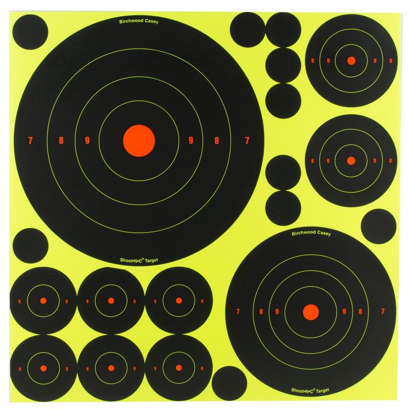 Birchwood Casey Shoot-N-C Reactive Target Variety Pack, Self-Adhesive Paper, 50 Targets BC-34018