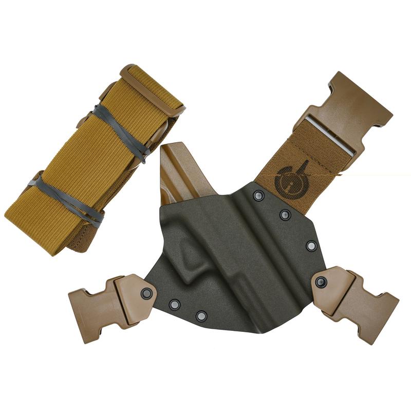 GunfightersINC Kenai Chest Holster for Glock 20/21 (Right-Hand, Open-End), Gray Kydex & Coyote Harness KN-G20O-040221