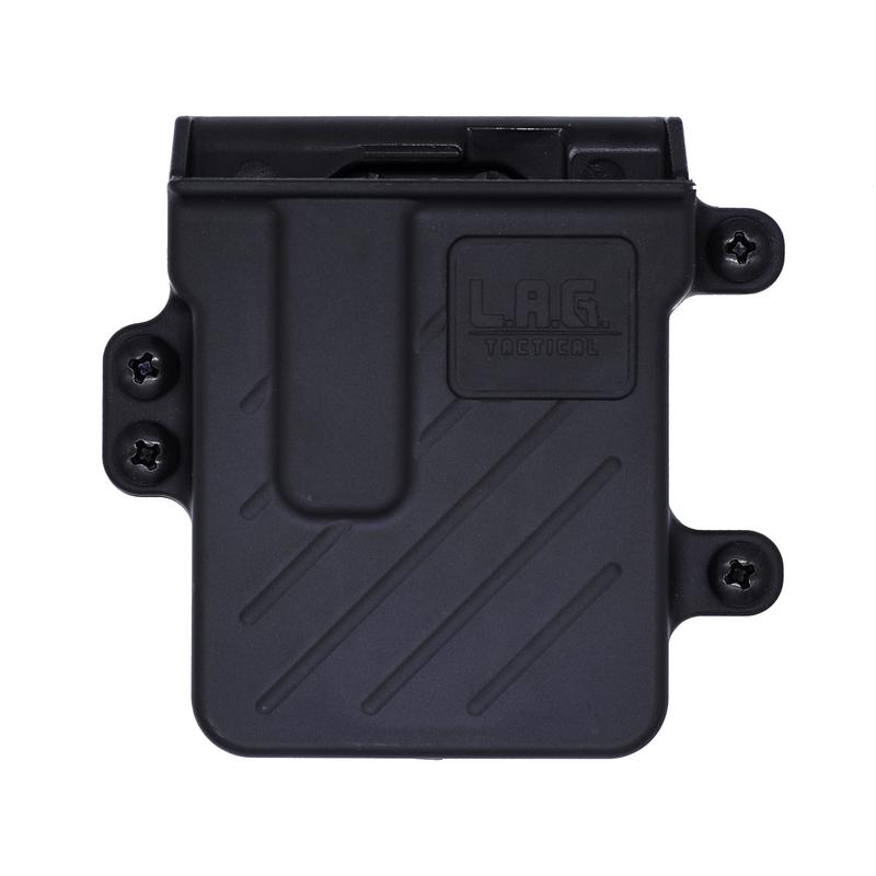 L.A.G. Tactical M.C.S. Pro Single Rifle Magazine Carrier for AR-15, Nylon, Black, 1.75 in Belt Clip  MCSP04