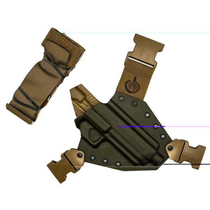 GunfightersINC Kenai Chest Holster for Sig P320 X-TEN, Right-Hand, Gray/Coyote Brown KN-P320X-TEN-040221